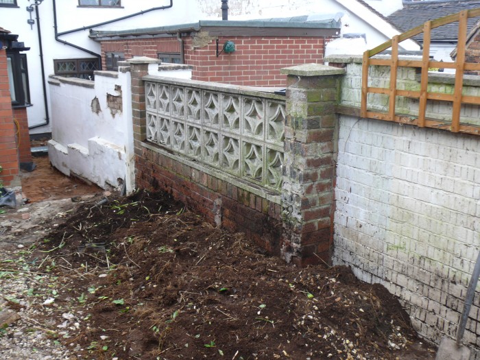 Existing Wall Before Work - Landscaping job in Lightwood
