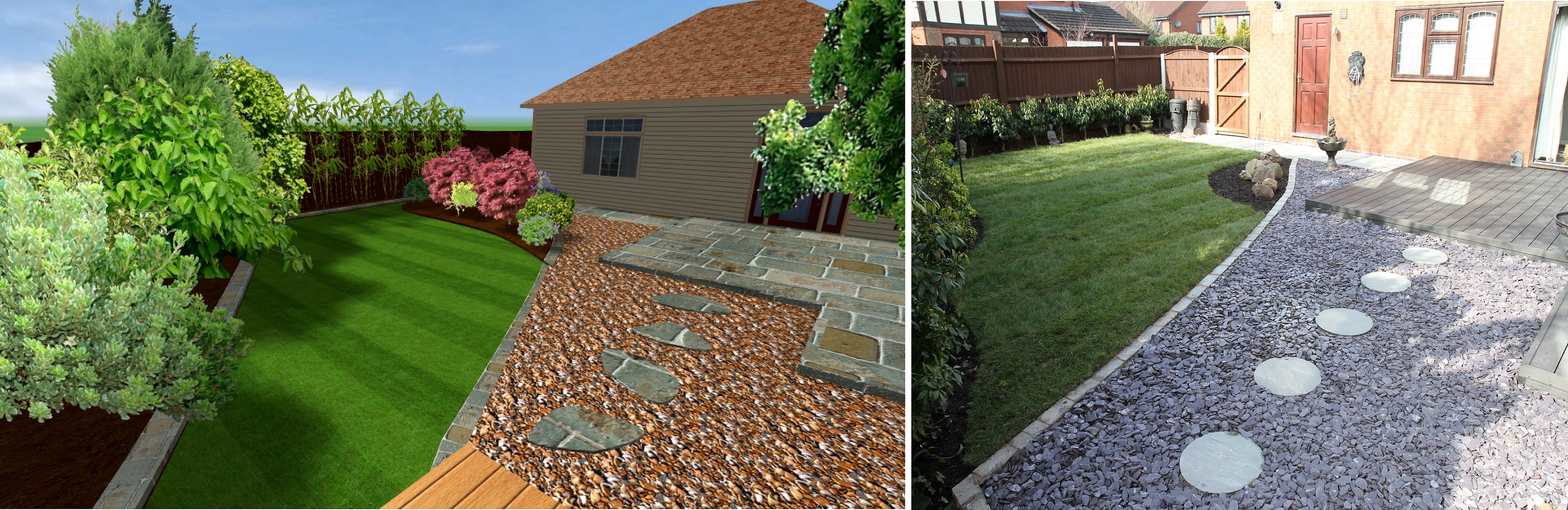 Landscaping in Newcastle under Lyme - 3D CAD Drawing and Completed Landscaping Staffordshire Landscaping in Newcastle under Lyme - 3D CAD Drawing and Completed Landscaping Staffordshire