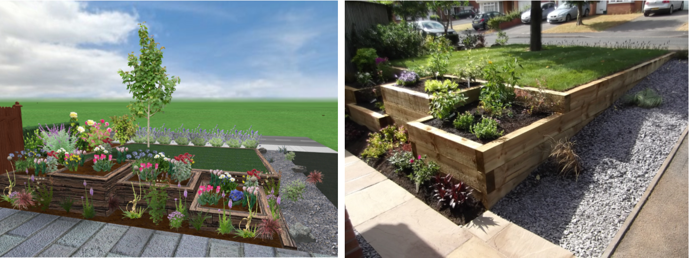 Landscaping in Stafford - 3D CAD Drawing and After
