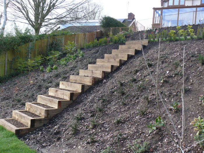 Wooden Sleeper Steps - Landscaping in Staffordshire Wooden Sleeper Steps - Landscaping in Staffordshire