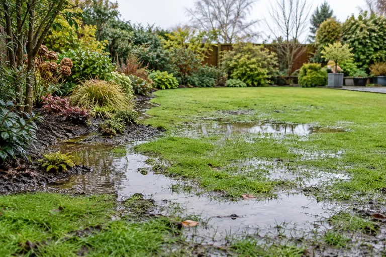 waterlogged lawn | Blue Iris Landscapes | Blue Iris Landscapes Waterlogged lawn and planting