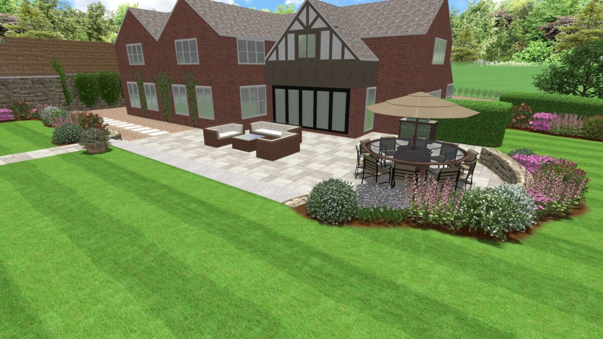 CAD Design Rear Garden Design with Outdoor Seating & Planting Area