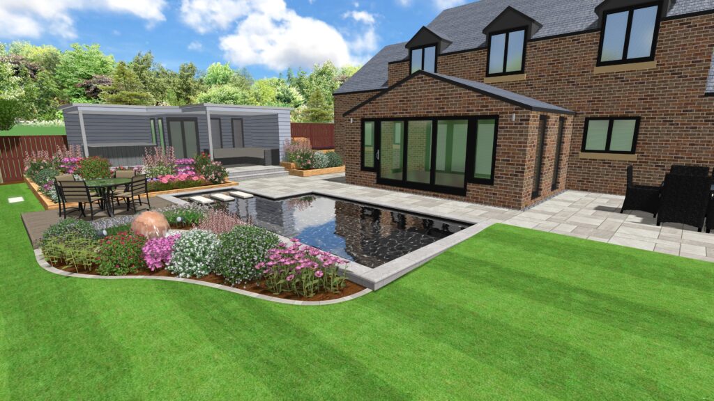 CAD Design with Pond & Summer House | Blue Iris Landscapes