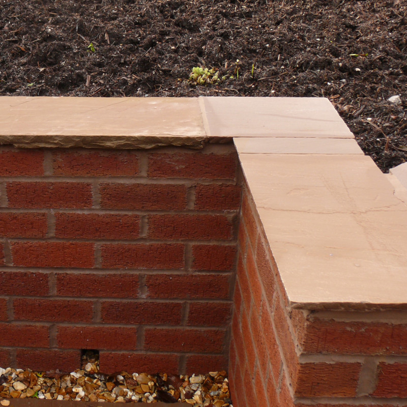 Landscaping - Brick Wall with Stone Top