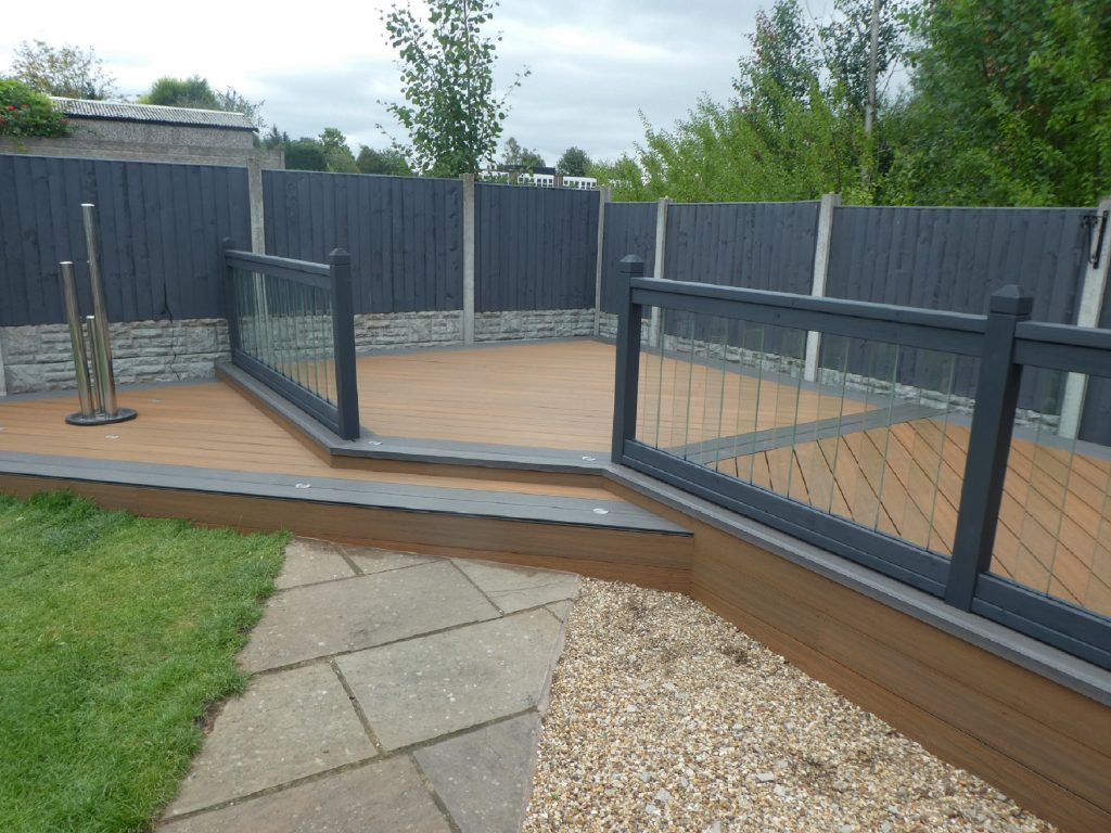 Composite Decking and Glass Balustrade Blue Iris Landscapes